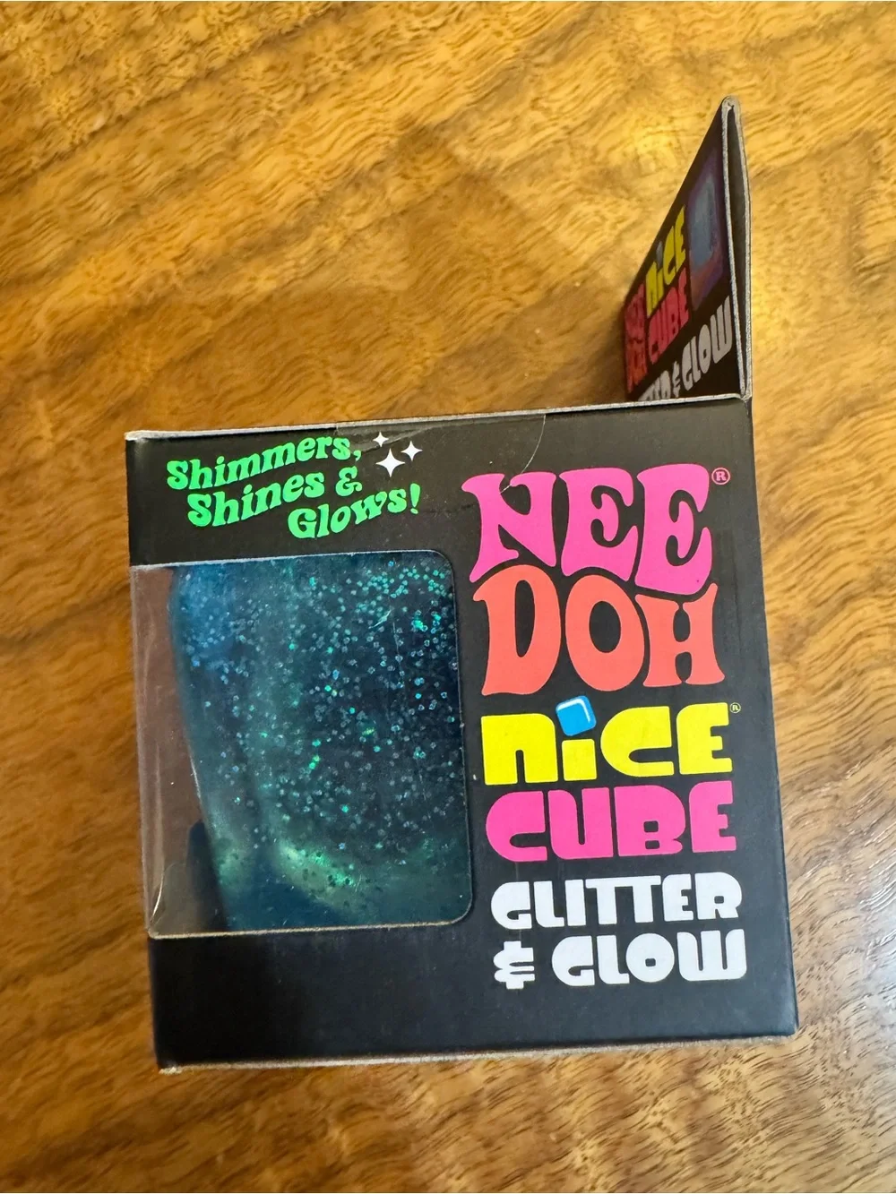 NeeDoh Nice Cube Glitter & Glow Blue NWT Super Solid Squish Authentic Schylling